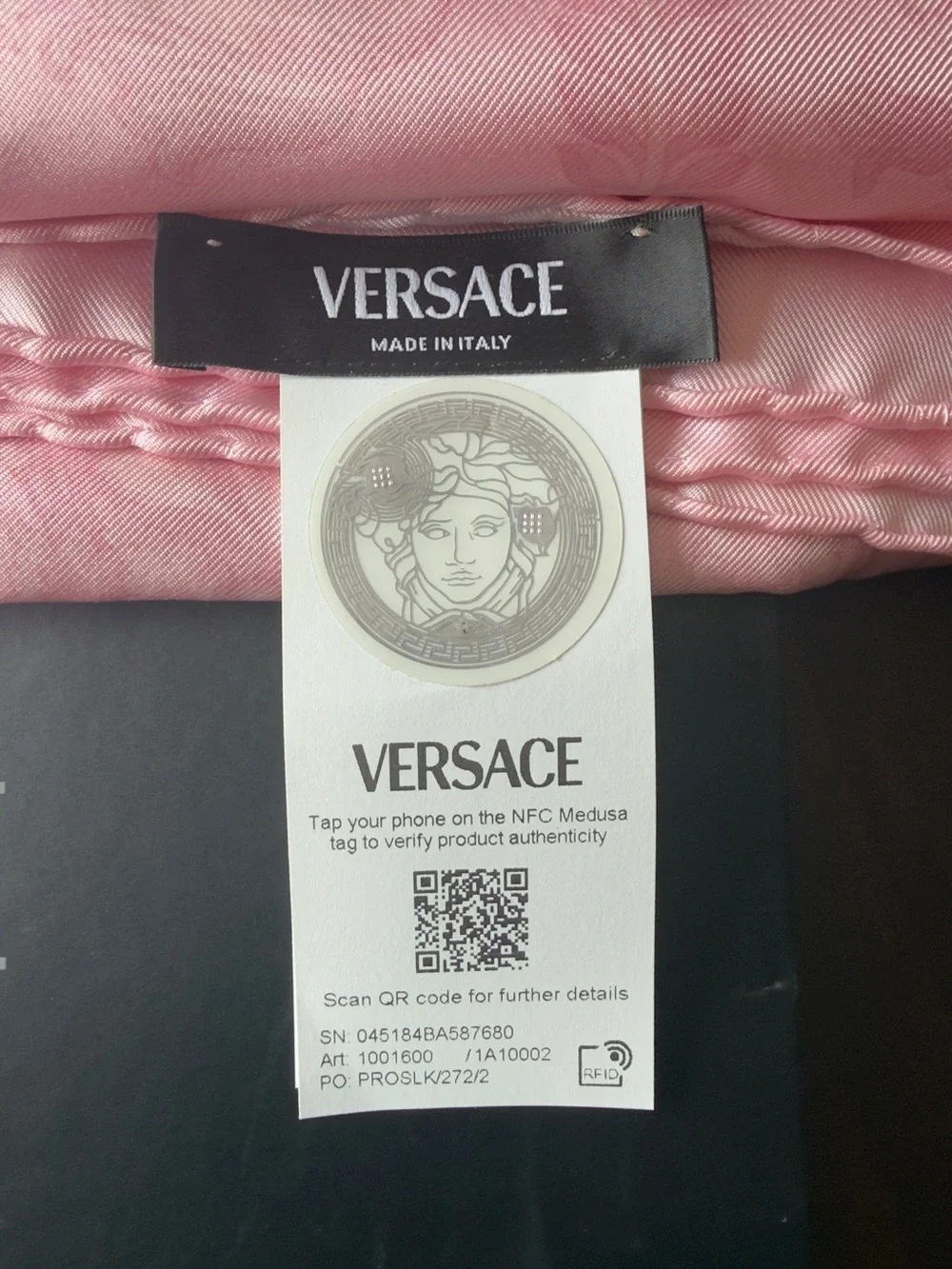 Versace Soft Pink Baroque Silk Scarf